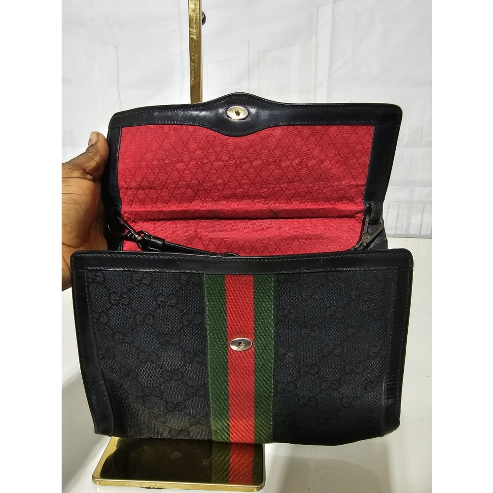 GUCCI Ophidia GG Vintage Sherryline Crossbody bag Black - Picture 12 of 14
